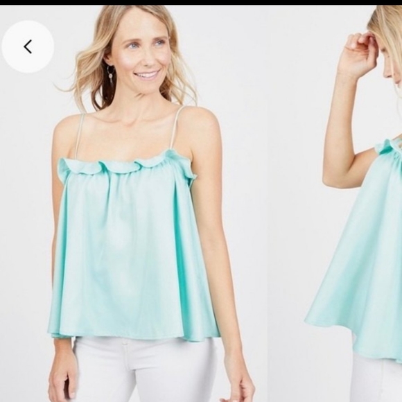 Line and Dot babydoll blue top sleeveless spaghetti straps size Small - Picture 4 of 9